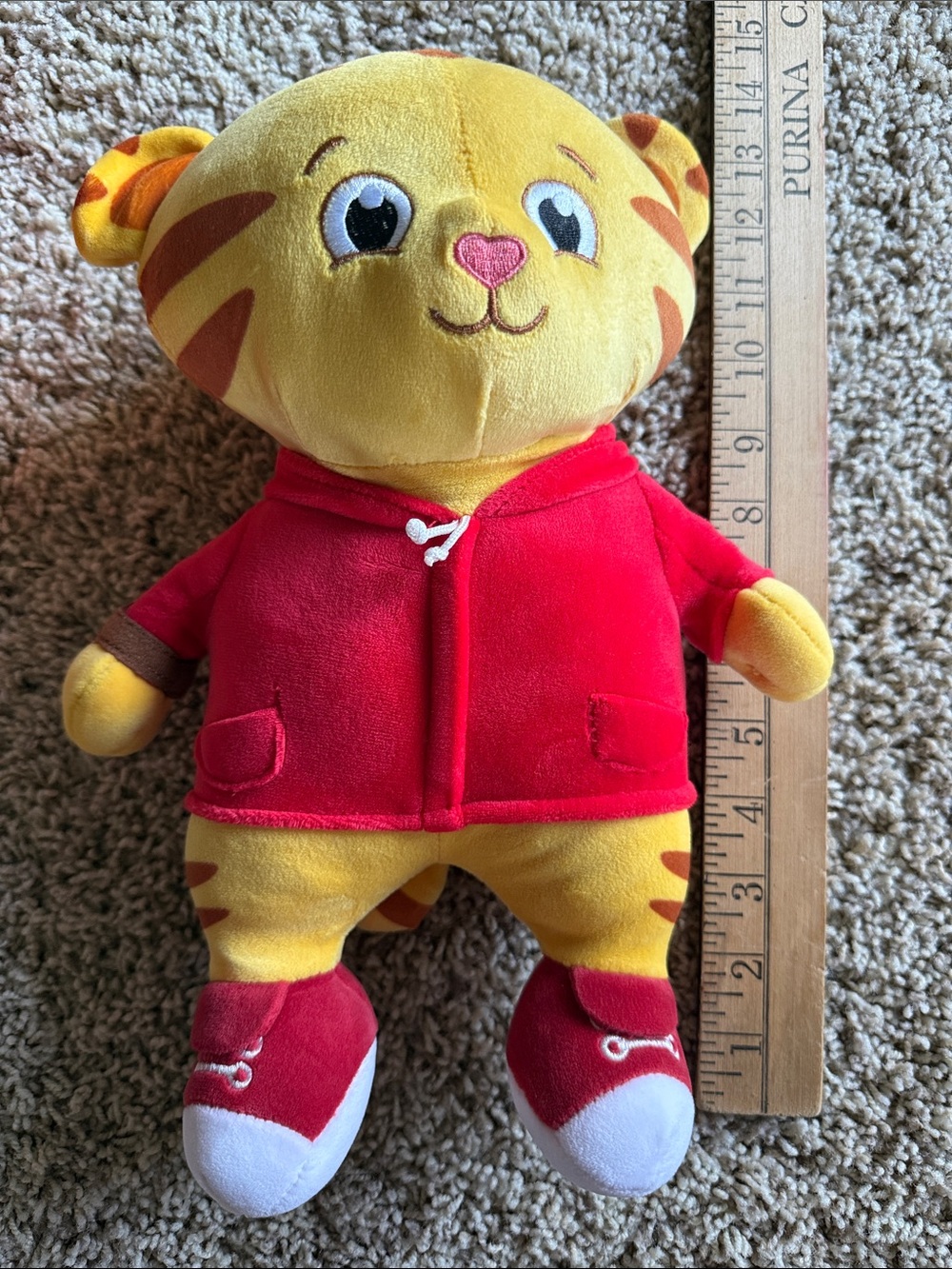 Soft Yellow Daniel Tiger Plush with Red Hoodie and Shoes - Kids Stuffed Animal